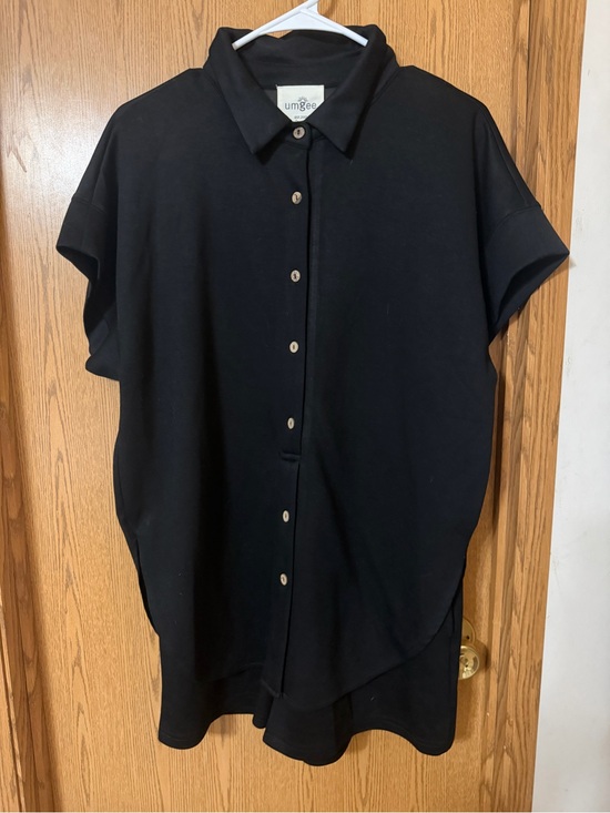 Umgee Pants - Umgee Black Collared Button Front Romper Size Small Short Sleeve Oversized